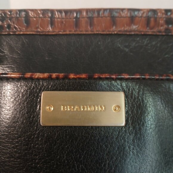 Brahmin Handbag, Black leather with brown trim - Picture 3 of 11